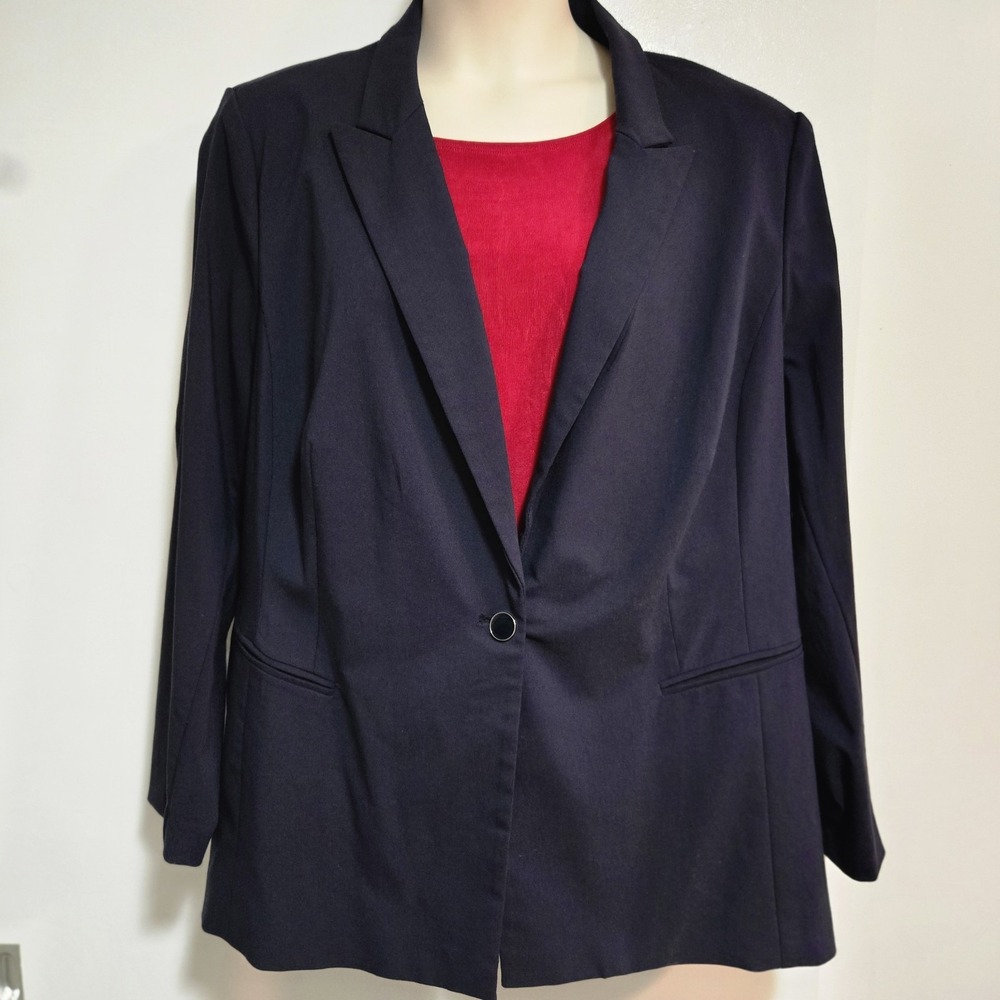 Lane Bryant Plus Size 26 Navy Blue Rayon Blend The Bryant Blazer NEW